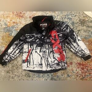 FXR Smowmobile Coat Jacket Youth Size 12 Black White Red Winter